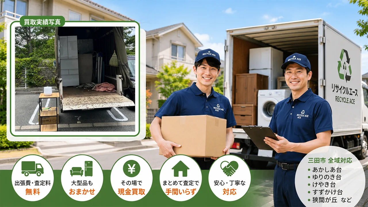 三田市すずかけ台で大型冷蔵庫・洗濯機・家具を出張買取しました